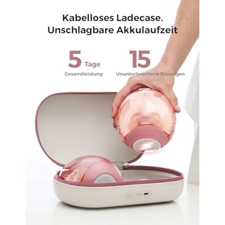 Momcozy Air 1 Ultra-Slim Elektrische Milchpumpe, tragbare Handsfree Brustpumpe mit 180 ml, kabellosem Ladeetui, App-Steuerung und Automatikmodus – Bild 3