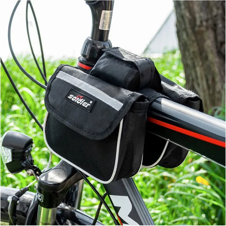cofi1453 5 Pocket Doppel-Fahrradtasche Gepäcktasche Radtasche Rahmentasche mit Reflexion in Schwarz - Preisvergleich