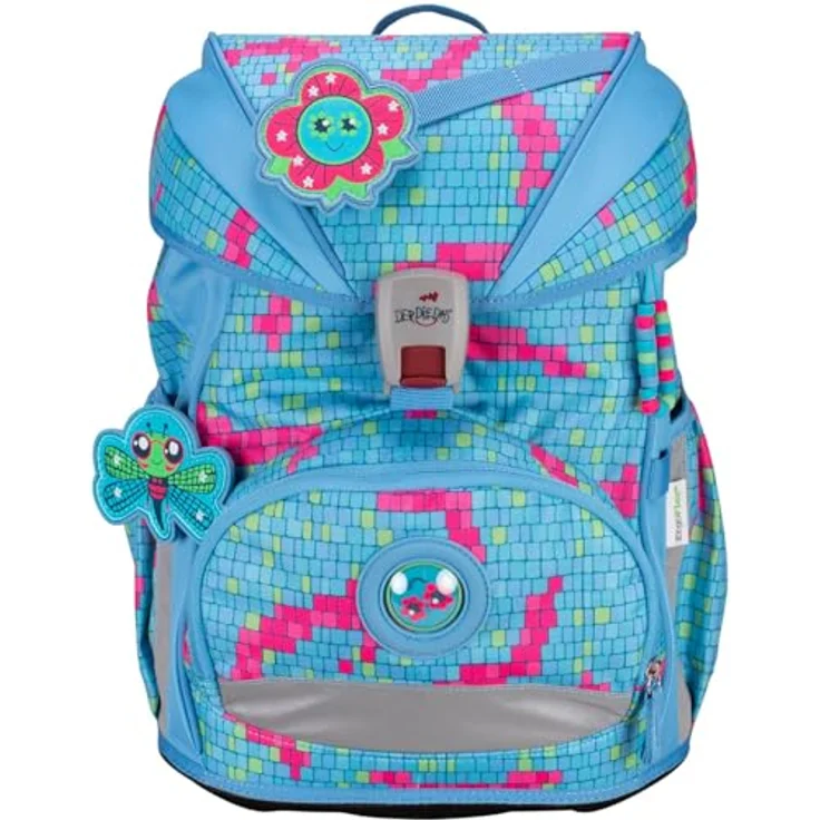 DerDieDas Schulranzen Set 5-TLG. ErgoFlex Superlight Happy Pixel, Ultraleichter Schulranzen mit Retroreflektierenden Flächen, Ergonomisch geformt – Bild 2