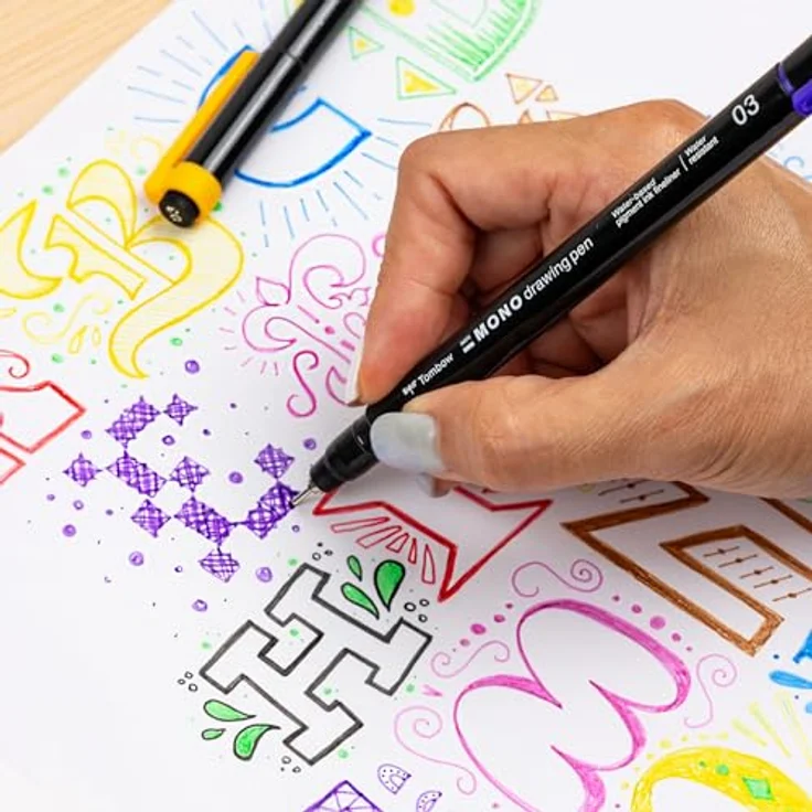 Tombow MONOdrawing Fineliner lila 0,35 mm, präziser Filzstift mit wasserfester Tinte und Clip – Bild 5
