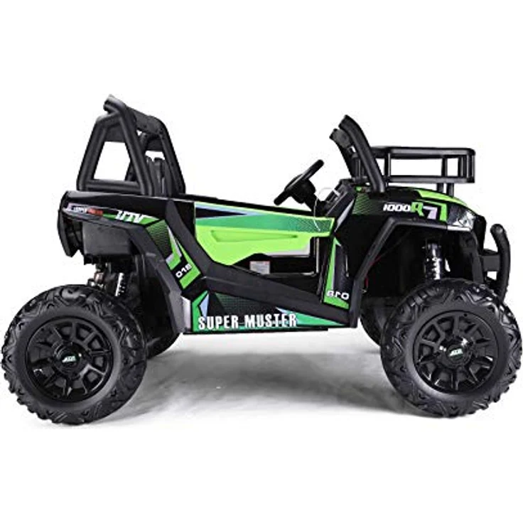 RIRICAR Kinder elektroauto 24V UTV, grün, Elektro Buggy 2 sitzer mit 2,4 GHz Fernbedienung, 2 x 200 W Motor, Eva-Räder, USB, SD-Karte, ab 3-8 Jahre – Bild 3