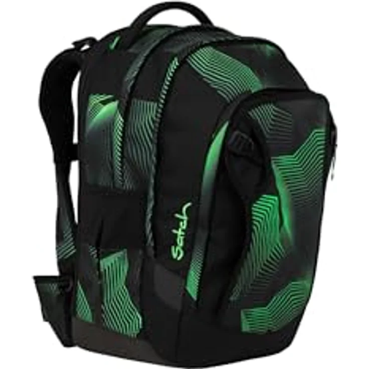 Satch match plus Schulrucksack, erweiterbar auf 35 Liter, ergonomisch mit Fronttasche, Seismic Green - Schwarz – Bild 3