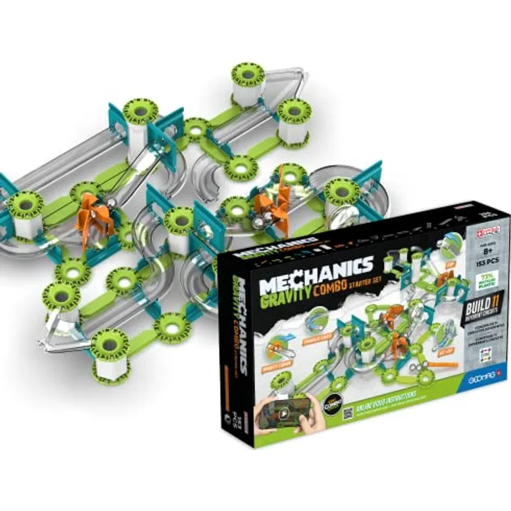 Geomag Mechanik & Schwerkraft Starter-Set 153 Stück, Magnetische Konstruktionen, Recycelter Kunststoff