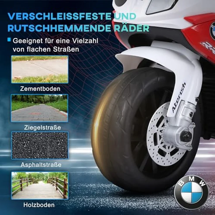 HOMCOM Elektro Kindermotorrad Kinderfahrzeug Elektro-Dreirad mit Akku Rot PP + Stahl 66 x 37 x 44 cm – Bild 7