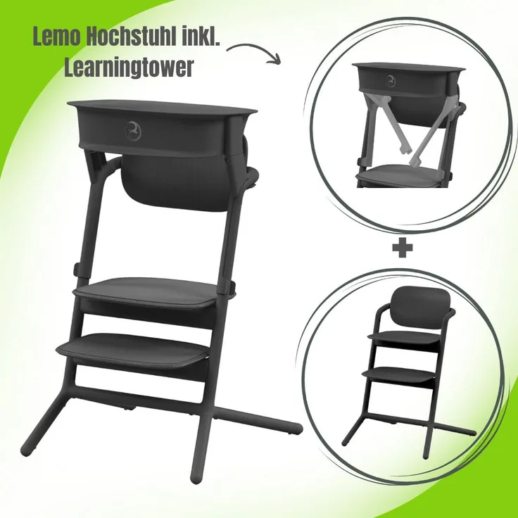 Cybex Lemo Hochstuhl inkl. Learning Tower, Lernturm-Aufsatz, Stunning Black