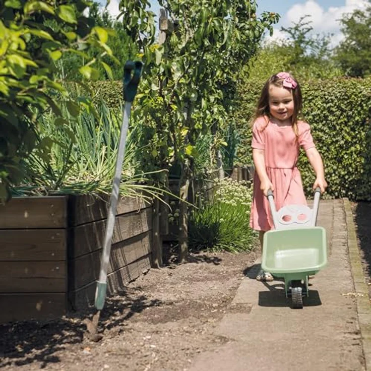 dantoy Schubkarre Set, Sandspielzeug mit Eimer und Gartengeräten, robust für drinnen und draußen – Bild 6