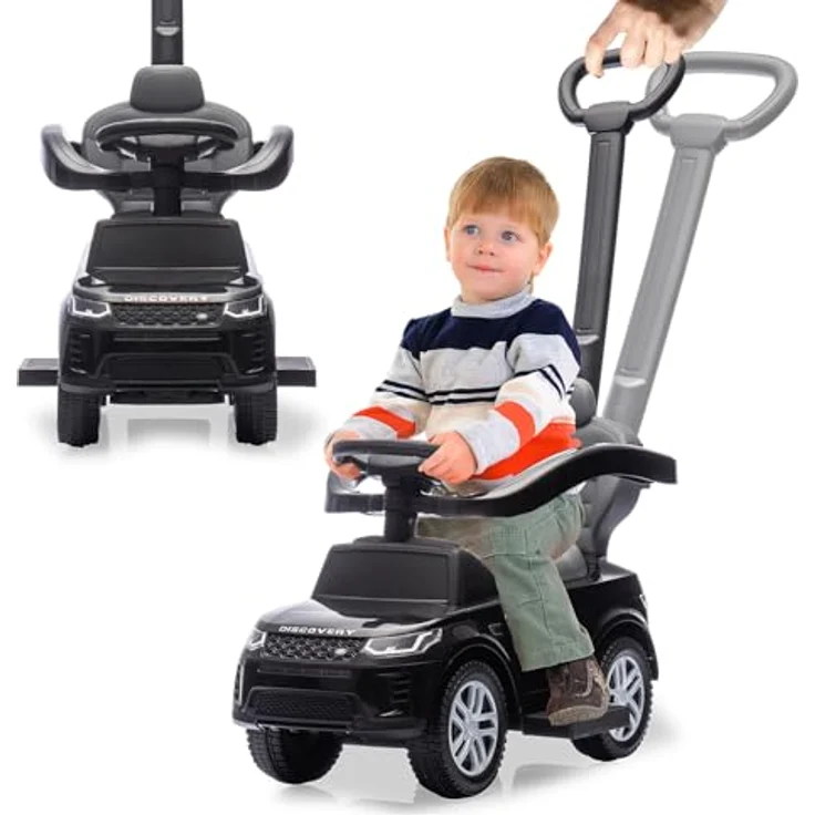Schwarz Kitchen Rutscher Land Rover Discovery, 3in1 Rutschfahrzeug mit Spielzeugmotor und Anhänger, schwarz – Bild 1