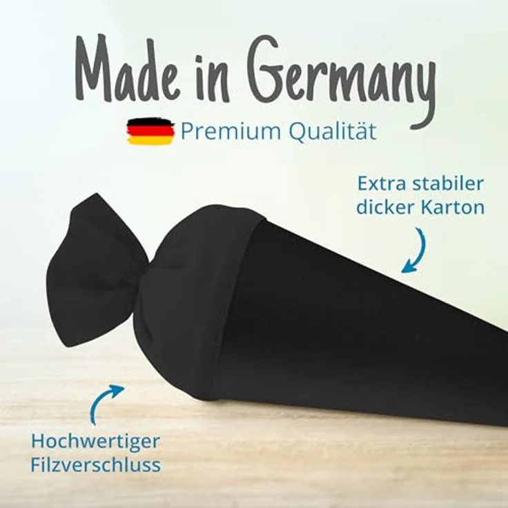 Bastelschultüte Schultütenrohling Zuckertüte Schultüte 70cm rund mit und ohne Filzverschluss (Schwarz mit Filzverschluss) – Bild 4