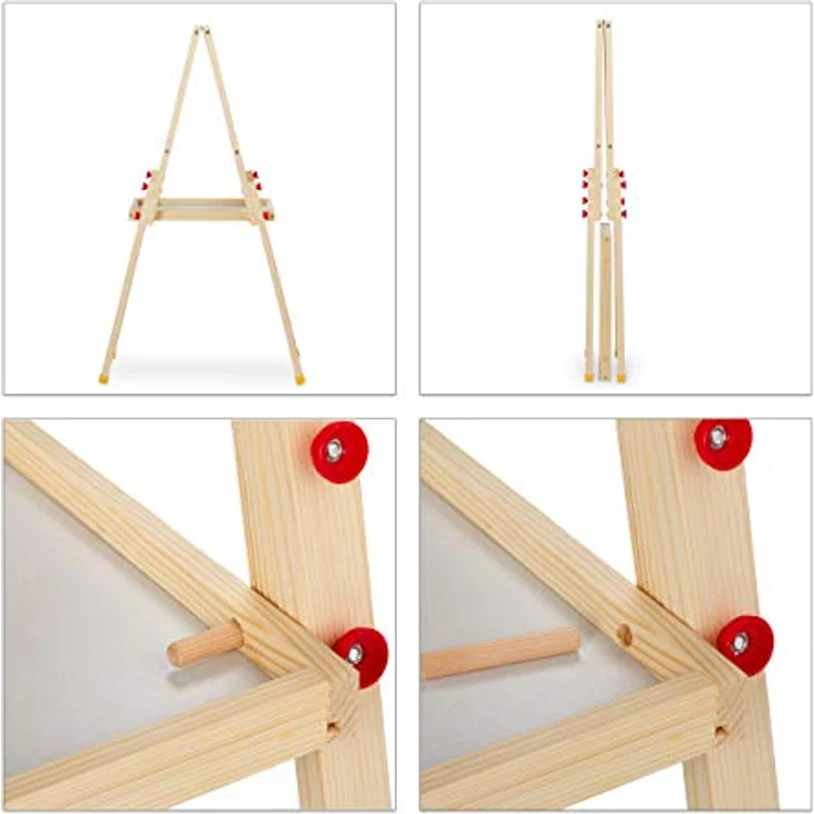 relaxdays Standtafel Kinder mit Whiteboard, höhenverstellbar, beidseitig nutzbar, natur/weiß/grün – Bild 6