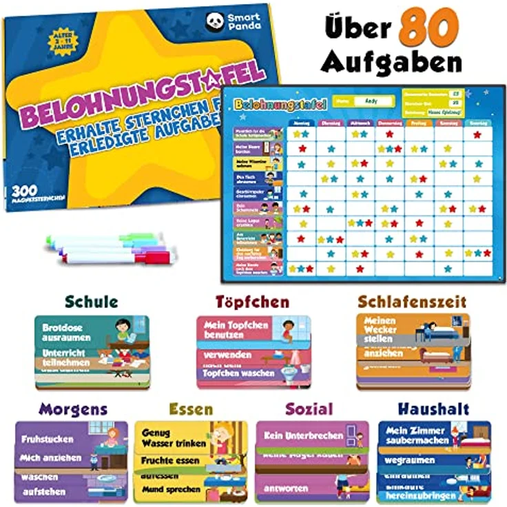 Belohnungstafel für Kinder – perfekt für Kleinkinder, zum Lernen von Verantwortung und für das Sauberkeitstraining – enthält 80+ Magnet-Aufgaben Und 300 Sterne - Aktualisierte Version, auf Deutsch – Bild 7