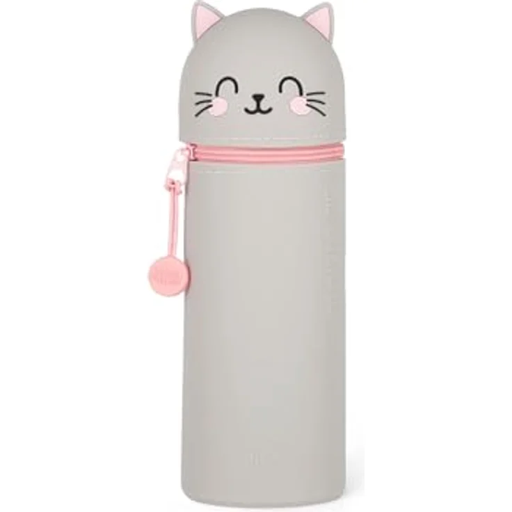 LEGAMI - 2-in-1 Weiche Silikontasche - Kawaii, Giraffe Schultasche, Tischstifthalter, Reißverschluss, Silikon, Stiftetasche Buntstifte Marker, H 18,5 cm, bunt – Bild 1