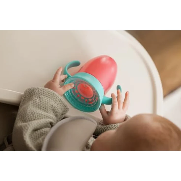 Nuby Rundum-Wasserflasche, 210 ml, auslaufsicher, BPA-frei, spülmaschinenfest, für 4 Monate plus, 2 Stück, Rosa/Orange – Bild 4