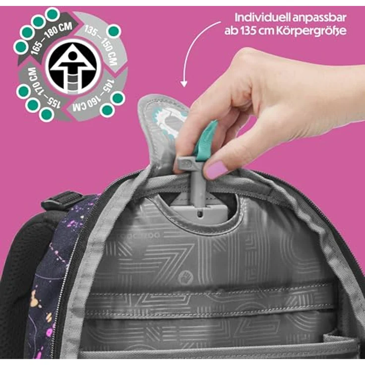 Coocazoo Mate Schulrucksack „Colour Drift”, schwarz, ergonomisch, höhenverstellbar, 30 Liter Volumen, mit Brust- und Hüftgurt, ab der 3. Klasse – Bild 5