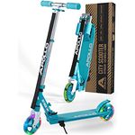 Apollo Skyracer City Roller mit LED Leuchträdern | Roller Kinder 6 Jahre | City Scooter mit Federung | Tretroller für Kinder und Teens | klappbar und höhenverstellbar, türkis