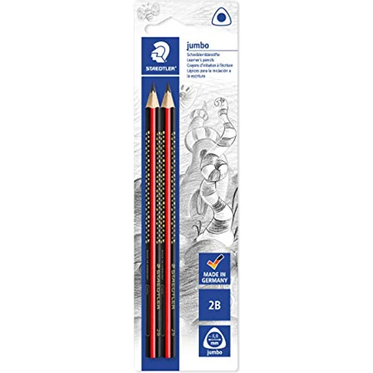 STAEDTLER 1285 1BK2 Noris Club Jumbo Schreiblernstift, Härtegrad 2B, Blisterkarte mit 2 Stück – Bild 1