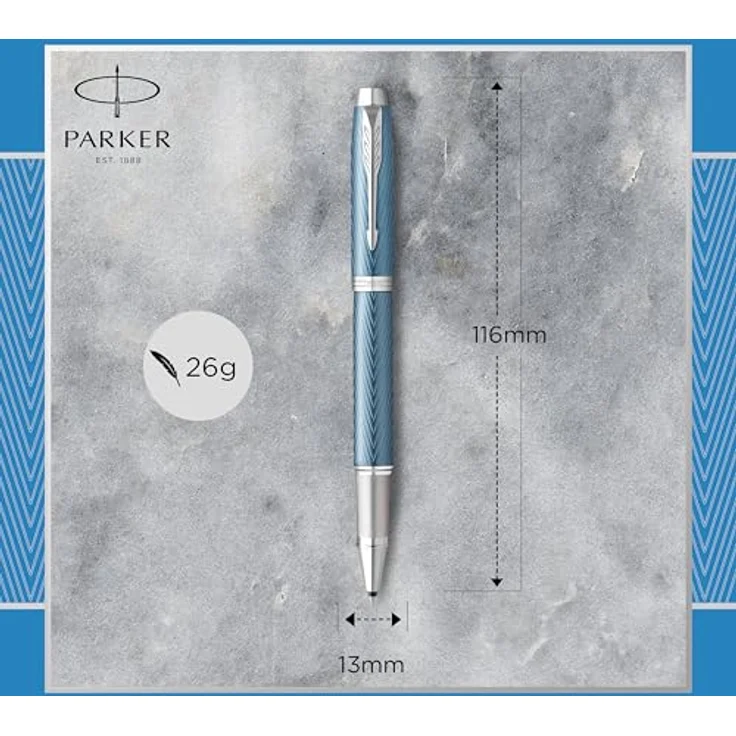 Parker IM Premium Rollerball-Stift, eleganter Schreibstift mit blaugrauem Metallic-Gehäuse und glatter Schreibspitze – Bild 3
