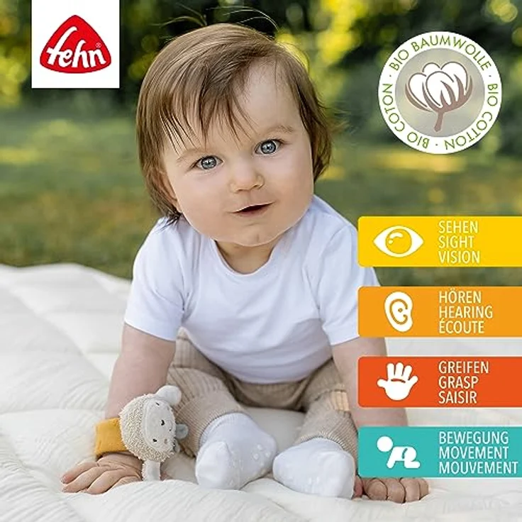BABY FEHN fehnNATUR Wrist Rattle Sheep, Handrassel in Kontrastfarben für Kleinkinder, 1 St. – Bild 2