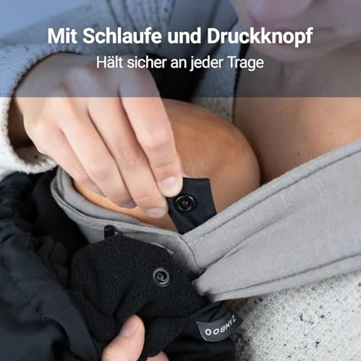 Zamboo Universal Babytrage Cover, warmer Fleece Wetterschutz für Bauchtragen, kompatibel mit Ergobaby & Manduca, OEKO-TEX Standard 100, Schwarz – Bild 5