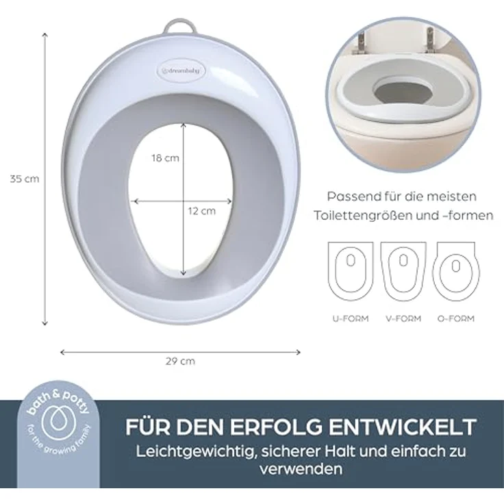 Dreambaby Baby-Toilettensitz, 2-in-1 Kindertoilettensitz mit Hocker, weiß/grau, inkl. Töpfchensitz und Tritthocker, für Kinder bis 100 kg – Bild 2