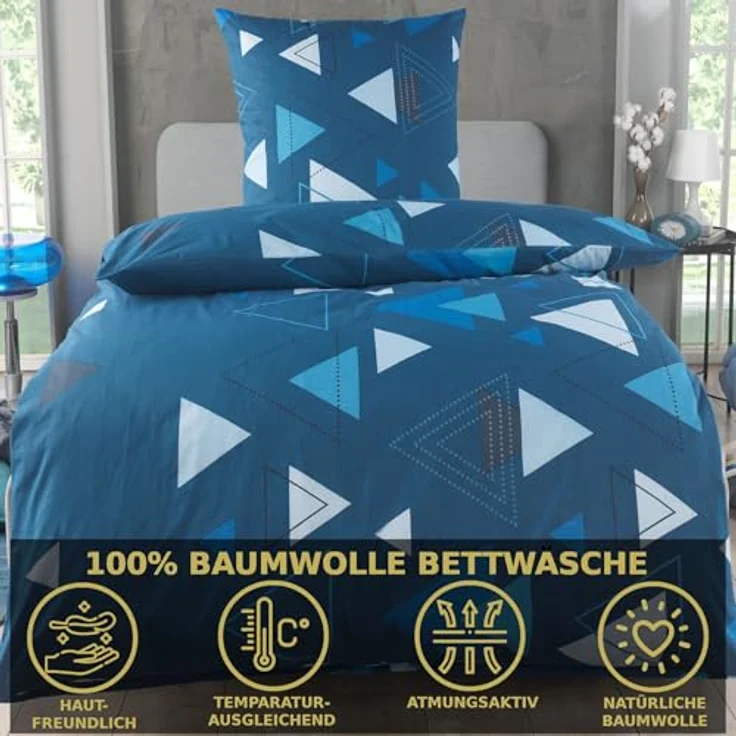 MALIKA Bettwäsche Set 135x200 cm, Baumwolle Renforcé, Oeko-TEX, rot, mit Reißverschluss, 2-teilig – Bild 2