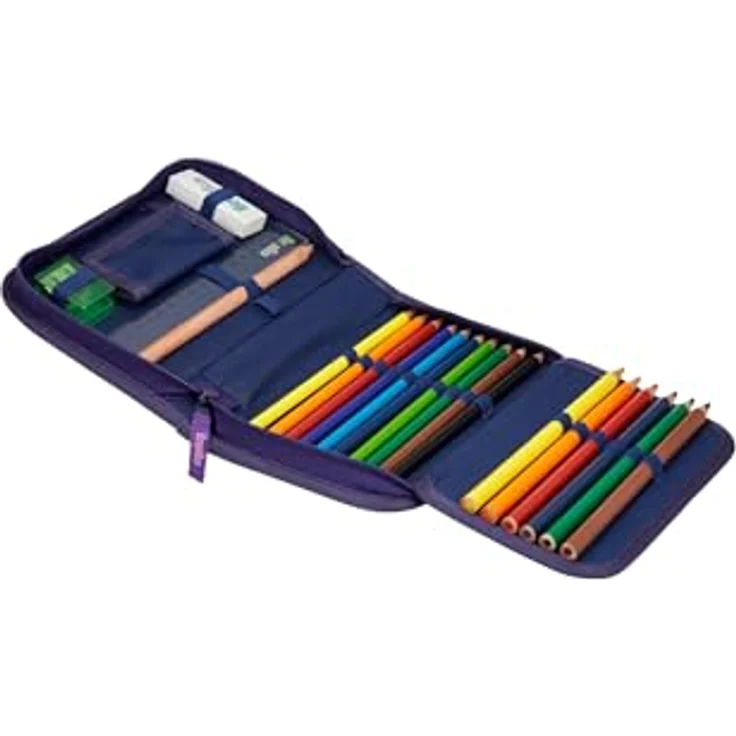 ergobag Federmäppchen Set 22-teilig, Lyra Buntstifte, Stundenplan-Fach, Kleingeld Fach, Lineal SternguckBär - Lila – Bild 2