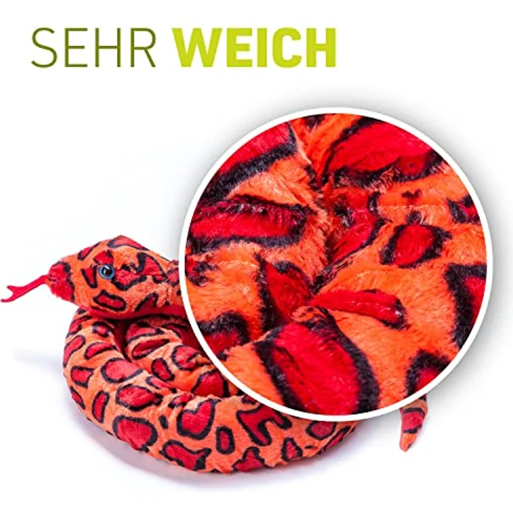 Home-Flair Plüschtier Schlange, 250 cm Zugluftstopper in Rot, sehr weich und hochwertig verarbeitet – Bild 2