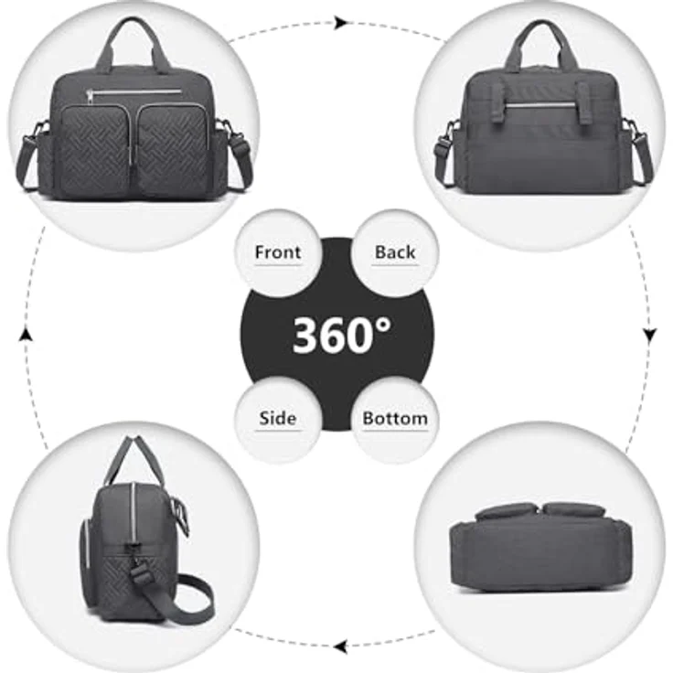 KONO Wickeltasche, große Windeltasche zum Aufhängen am Kinderwagen mit isolierten Fächern, Wickelauflage, wasserdicht und leicht (Dunkelgrau, 37x37x14,5cm) – Bild 3