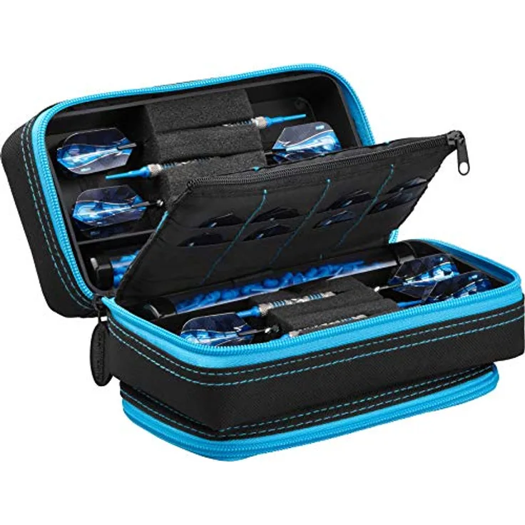 Casemaster by GLD Products Unisex-Erwachsene Casemaster Plazma Pro Darttasche und Handytasche, Schwarz mit pinkem Dart-Etui, Blauer Rand