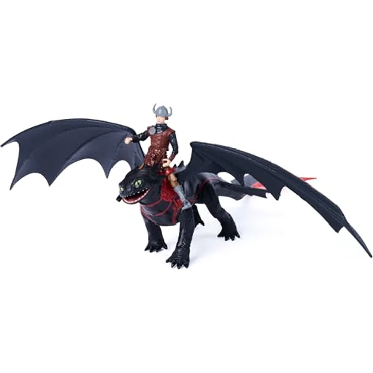 DreamWorks Dragons Drachenzähmen leicht gemacht - Actionfiguren-Set Hicks und Ohnezahn mit elastischen Flügeln, 33 cm Drache und 7,5 cm Wikinger, Spielzeug für Kinder ab 4 Jahren – Bild 2