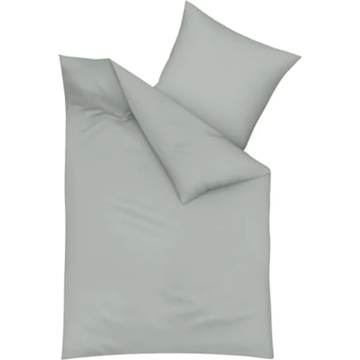 Traumschlaf Uni Biber Bettwäsche, kuschelig weich aus 100% Baumwolle, mit Reißverschluss, 135x200 cm + 80x80 cm, grau – Bild 1