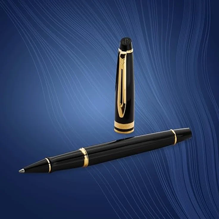 Waterman Expert Tintenroller, elegantes Design mit goldgalvanisierten Zierteilen, schwarz – Bild 5