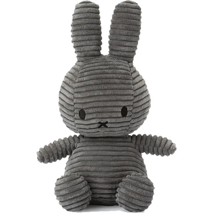 International Bon Ton Toys Miffy Cord-Plüschfigur, anthrazit, 33 cm, kuscheliges Stofftier im modernen Kord-Design