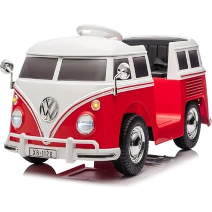 schnaeppchenmeile-online VW Bus T1 Kinder Elektroauto 12V mit zwei Motoren, Bluetooth-Audio, Kunstledersitz und Fernbedienung – Bild 1