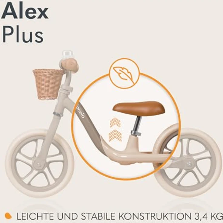lionelo Laufrad ALEX PLUS 30,5 cm (12 Zoll) - inklusive Korb und Glocke, ideal zum Erlernen des Fahrradfahrens – Bild 8