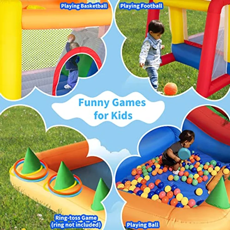 Ballsea Hüpfburg mit Gebläse, aufblasbare Indoor-Hüpfburg für Kinder 3-8 Jahre, mehrfaches Sicherheitsnetz, 343 x 280 x 203 cm – Bild 4