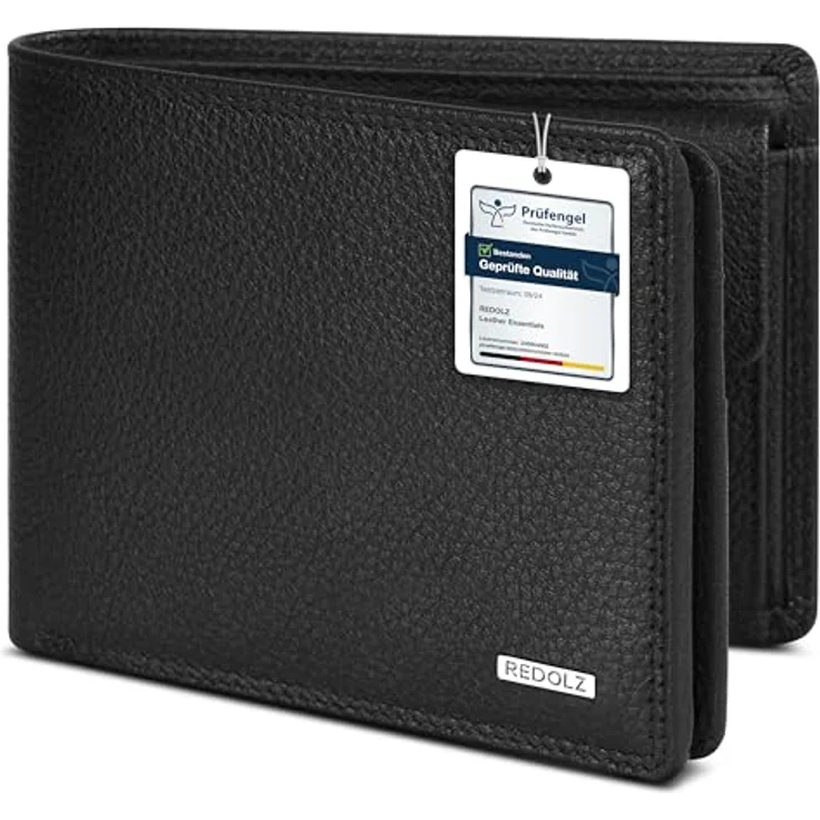 Redolz Leather Essentials Geldbörse RFID Leder 12 cm ausklappbar black – Bild 2