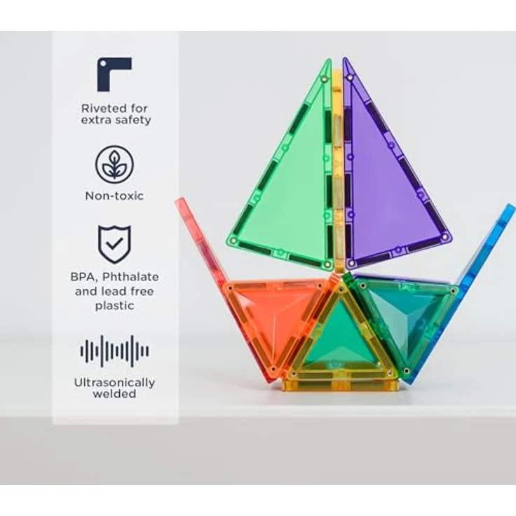 Connetix Magnetspielbausteine Rainbow Mini Pack verstärkte Magnete pädagogisches Lernspiel Kreativ, (Open Play, 24 Teile), ab 3 Jahren, Regenbogenfarben – Bild 3