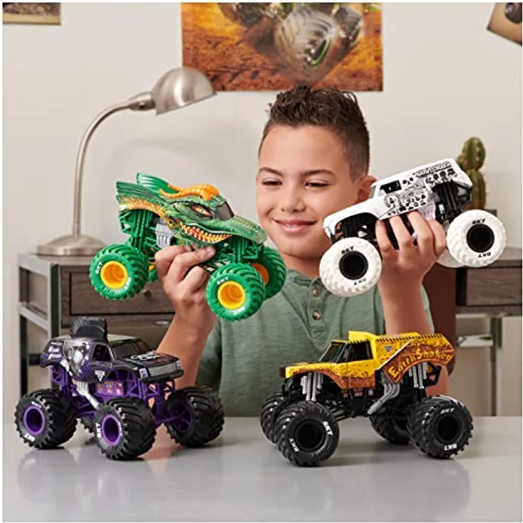 Monster Jam, offizieller Megalodon Monster Truck, Druckguss-Fahrzeug zum Sammeln im Maßstab 1:24, Spielzeug für Kinder ab 3 Jahren – Bild 5