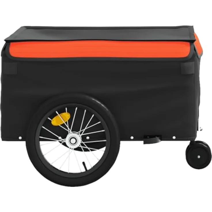vidaXL Fahrradlastenanhänger Fahrradanhänger Schwarz und Orange 45 kg Eisen, Robustes Material und Praktisches Design – Bild 8