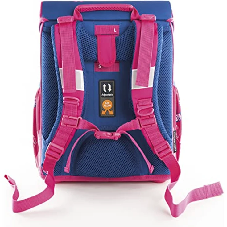 Eberhard Faber 577650 - Schulranzen Set Schmetterling, EFAlino, 4-teilig, mit Schulrucksack, Schüleretui, Schlamperrolle und Turnbeutel, Rosa-Blau – Bild 4