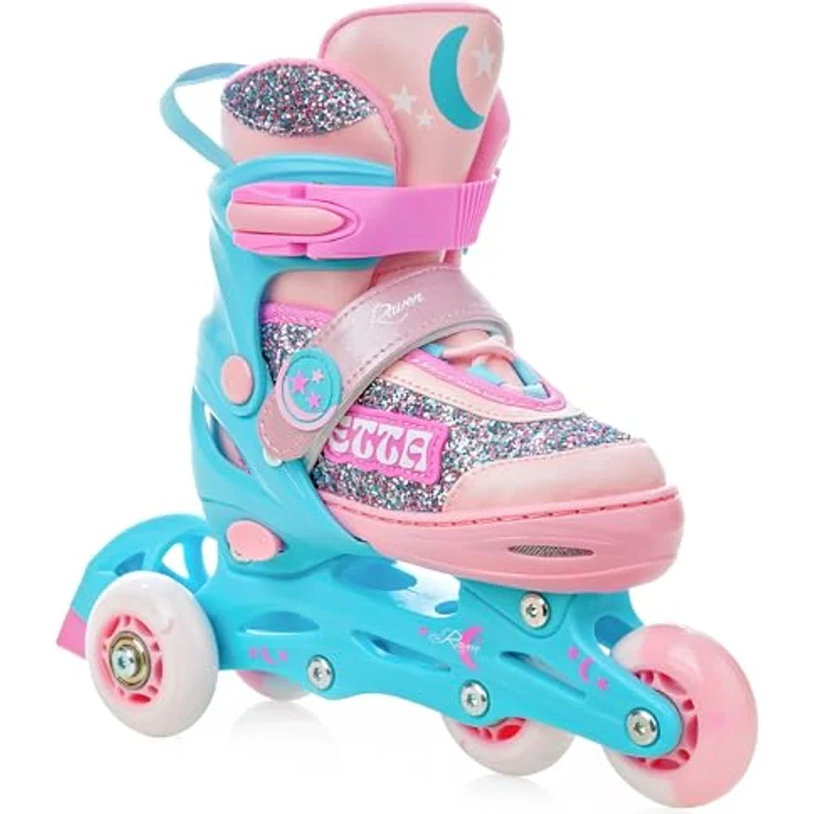 RAVEN 4in1 Inline Skates Triskates Rollschuhe Schlittschuhe Inliner für Kinder Mädchen verstellbar (Etta Blue/Pink, 34-37) – Bild 4