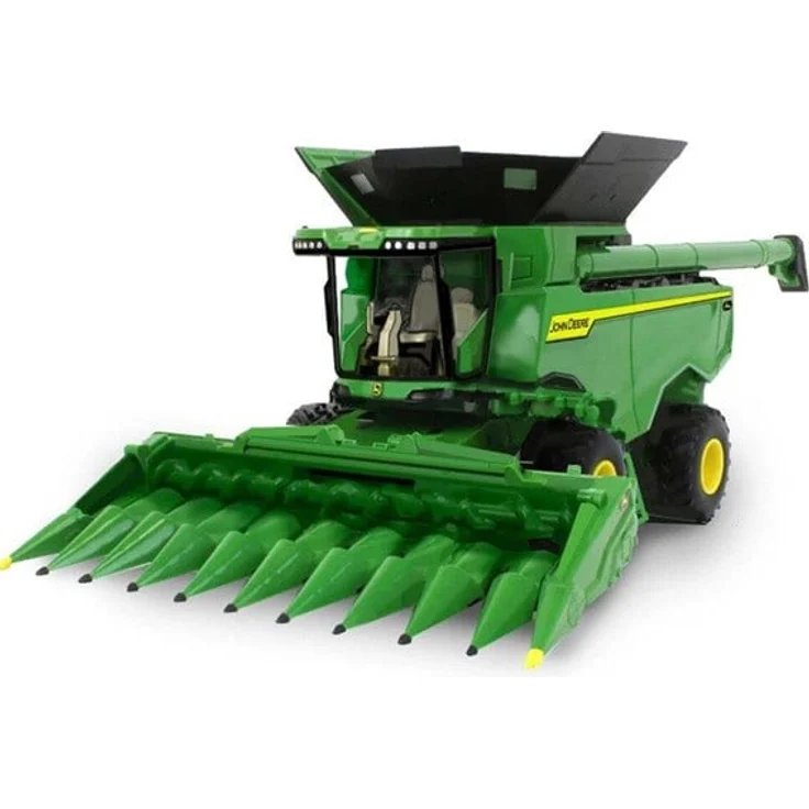 John Deere Lights N' Sounds Combine, Spielzeug-Mähdrescher mit Lichtern und Sounds, abnehmbares Mais-Schneidwerk, schwenkbares Entladeschneckenrohr, inkl. 3x AAA Batterien, für Kinder ab 3 Jahren