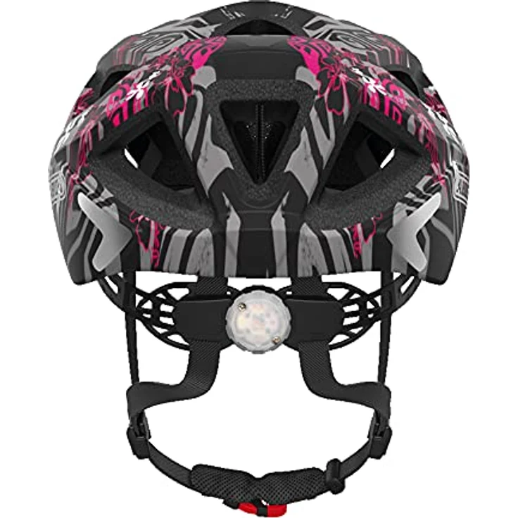 ABUS Stadthelm Aduro 2.0 - Allround-Fahrradhelm mit Licht - in sportivem Design für den Stadtverkehr - für Damen und Herren - Schwarz mit Blumen, Größe L – Bild 3