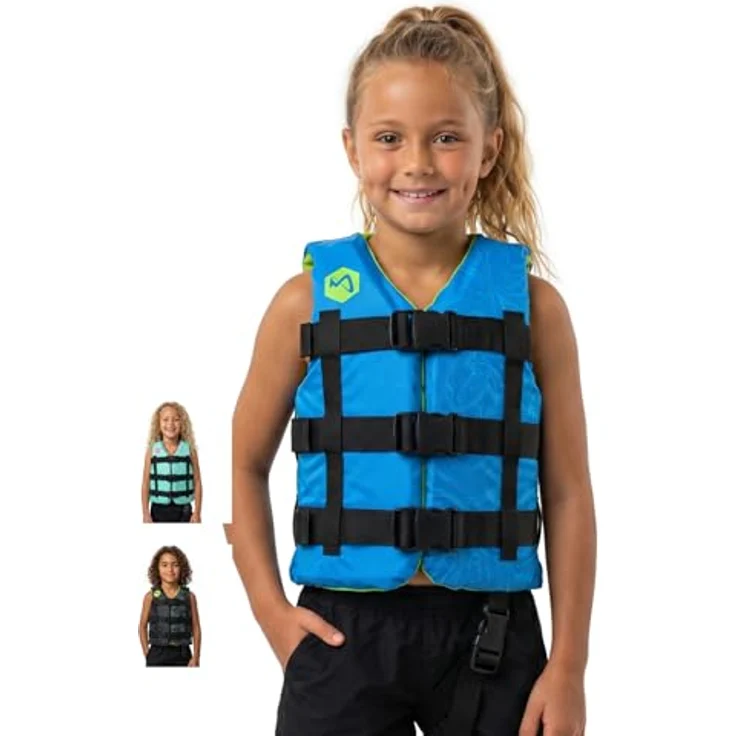 MESLE Schwimmweste Kinder H210 Junior, 50N Auftriebsweste mit Schrittgurt, für 25-40 kg, Prallschutzweste für Mädchen & Jungs, ideal zum SUP & Kajakfahren, 6-10 Jahre – Bild 1