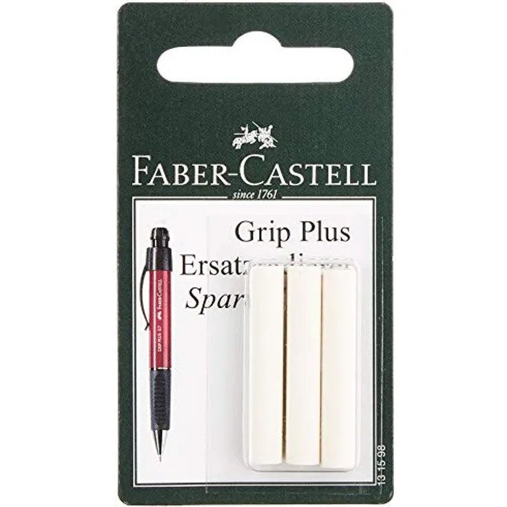 Faber-Castell 131598 - Ersatzradierer für Druckbleistift Grip Plus, 3 Stück