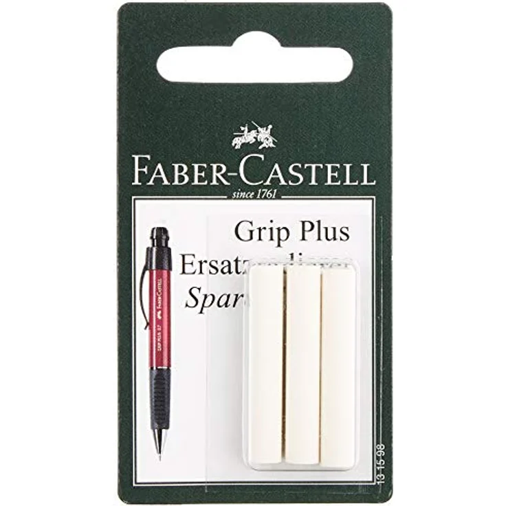 Faber-Castell 131598 - Ersatzradierer für Druckbleistift Grip Plus, 3 Stück – Bild 1