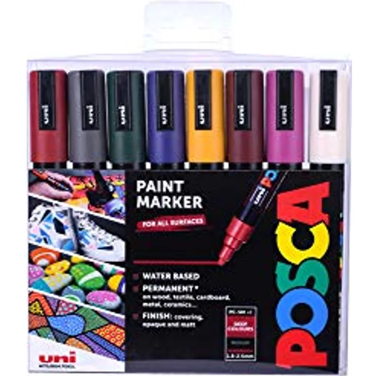 Posca - PC-5M Medium Rundspitze - Paint Marker - Deep Colors 8er Pack
