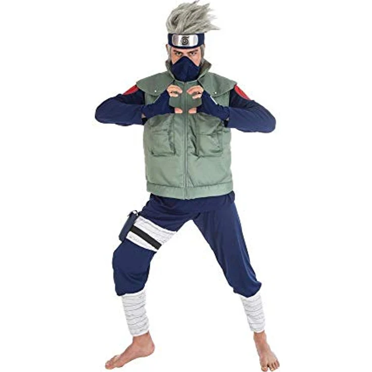 Chaks Generique Naruto Kakashi-Kostüm für Herren Lizenz-Verkleidung grün-blau - Blau, 100% Polyester, Handwäsche – Bild 1