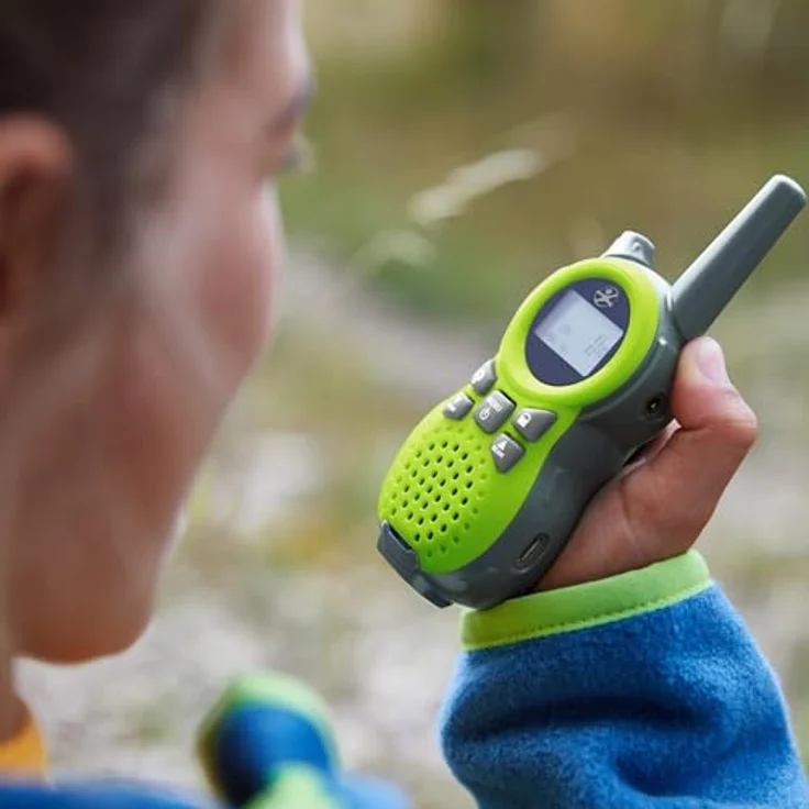 Haba Walkie Talkie Terra Kids, Walkie Talkie mit LED-Lampe, 5 km Reichweite, 8 Kanäle, abnehmbarer Gürtelclip – Bild 2