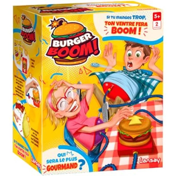 Lansay Burger Boom, interaktives Gesellschaftsspiel mit buntem Spielbrett und strategischen Burgerzutaten für die ganze Familie – Bild 1